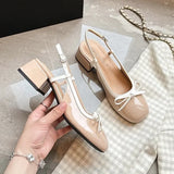 Bjlxn Shoes Female Slingbacks Mary Janes Women's High Heels Summer Office Pumps Women Butterfly-knot Closed Toe Sandals Women