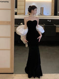 Bjlxn Sexy Backless Wedding Evening Party Dress Women Elegant Sleeveless Birthday Velvet Robe Spring Summer Lady Clothes Vestidos