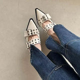 Slingback Shoes Gothic Chunky Heels Women's Pumps Rivet Street Style Medium Heel Punk Vintage Casual Sandals Spring Summer 2024