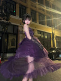 Bjlxn - French Lolita Purple Dress High Grade Starry Sky Sparkling Dress Cos Evening Palace Princess Dress Vintage Violet Glitter Skirt