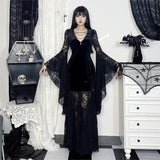 Bjlxn Halloween Gothic Women Dress Long Sleeve High Waist Dresses 2024 New Goth Aesthetic 9Os Sexy Slim Party Club Dress