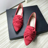 Bjlxn Flat Shoes for Women Suede Velvet Spring Summer Casual Shoes Women Flats Bow Flower Pointed Scoop Shoes Slip on Size 33 34 43