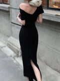 Bjlxn New Women Elegant Bodycon Slim Midi Party Dress Sexy Vintage Casual Prom Birthday Vestidos Female Chic Clothes Robe