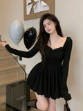 Bjlxn Women Fashion Mini Y2K Dress Autumn Spring New Vestidos Female Elegant Chic Slim Sexy Clothes