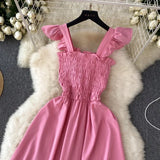 2024 New Summer For Women Dress Pleated Sleeveless Party Short Dress Korean Solid Streetwear Outfits Vacation Vestidos