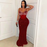 Bjlxn Sequin Velvet Dress Mesh Party Evening Elegant Dress Women Winter Clothes Luxury Sexy Bodycon Prom Long Dresses