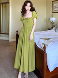 Bjlxn Summer New Women Elegant Midi  Chic Drawstring Dresses Holiday Prom Beach Robe Vestidos  Clothes