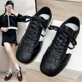 Bjlxn Flat Cross Lacing Round Head Color Matching Fashion All Comfortable Non-slip Breathable Sports Casual Commuter Women's Shoes