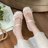 Bjlxn New Spring Autumn Thick Heel Pink Shoes Elegant Bow Lolita Shoes College Girls High Heels Fashion Women Sandals