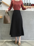 Bjlxn Women Elegant Office Lady Quality Glossy Satin Skirt Plain Shiny Fashion Solid High Waist Female Skirts