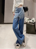 Bjlxn Ropa Y2K Mujer Hot Diamond Vintage Blue Baggy Jeans Pants Women Goth Clothes Straight Korean Fashion Lady Denim Trousers