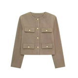 Bjlxn Style Spring Women's New Fashionable and Casual Temperament Flip Decoration Short Suit Jacket