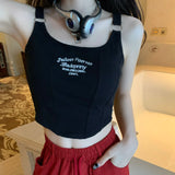 Black Corset Top Sexy Cute Spaghetti Strap Crop Top Fashion High Street Summer Women Cami Top 90s Y2k Aesthetic Camisole