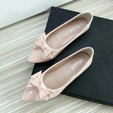 Bjlxn Women Flats Wedding Shoes Pink Cherry Red Pointed Casual Shoes Female Summer Spring Slip on Bowknot Flat Heel Ballet Shoes 33-43