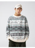 Fashion Winter Men's Cool Boy Casual Loose Tess Knitted Pullover Sweater Soft Twist Pattern Warm Striped Reindeer Christmas