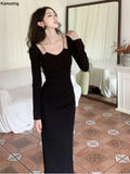 Bjlxn Women Sexy Bodycon Wedding Runway Party Dress Autumn Elegant Birthday Evening Prom Robe Spring Fashion Female Solid Clothing