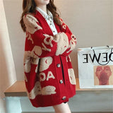 Loose Sweater Oversize Woman Christmas Sweater Coat Korean Fashion Sweet Cardigans For Women 2023 Thick Winter Clothes Knitted