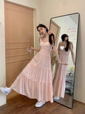 French Elegant Suspender Women's  Temperament Vest Dress Korean Fashion Matching Long Sleeveless Fairy  Dresses 2024 Summer New