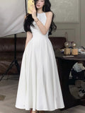 France Vintage Evening Party Long Dresses for Women Solid Sleeveless A-line Princess Wedding Prom Robe New Spring Vestido Mujer