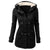 Hooded Cotton Blend Classic Horn Leather Buckle Coat Jacket Cotton Coat Women