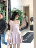 Bjlxn 2024 Summer Solid Midi Dress Women French Elegant Holiday Party Dresses A-line Prom Robe Wedding Vestidos Ladies Clothes New