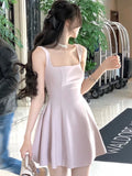 Bjlxn 2024 Summer Solid Midi Dress Women French Elegant Holiday Party Dresses A-line Prom Robe Wedding Vestidos Ladies Clothes New