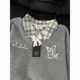 Bjlxn Plaid Polo Shirt with Texture and a Collared Sweatshirt for Women Featuring an INS and Plush Korean Version