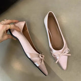 Bjlxn New Women's Ballet Shoes Shallow Slip on Bow Flats Loafers Shoes Ladies Casual Outdoor Ballerina Shoes Low Heels Solid Color