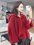 Bjlxn Korean style Long Sleeve Sweater Autumn Winter New Hooede Womens Clothing Pullover Tops Warm Fashion Women Knitwears