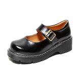 Bjlxn  Women Flats British Style Oxford Shoes Women Autumn Soft Leather Casual Maid Shoes Retro Buckle Flats Dress Shoes for Women