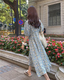 Fresh Bubble Sleeves Fragmented Flower Dress for Women Summer French First Love Gentle and Stylish Long Skirt