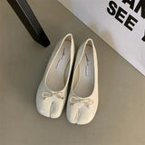 Bjlxn Split Toe Flats Tabi  Shoes Slip On Microfiber Comfy Slippers Soft Bottom Loafers solid Ladies Moccasins with Bowknot