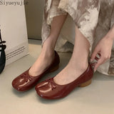 Bjlxn Split Toe Flats Tabi  Shoes Slip On Microfiber Comfy Slippers Soft Bottom Loafers solid Ladies Moccasins with Bowknot