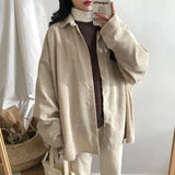 Bjlxn  Corduroy Shirt Women's Long Sleeve Top Women's Outerwear Women's Autumn Coat Korean Fashion Brand Clothing