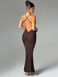 Bjlxn  Spaghetti Strap Backless Sexy Maxi Dress For Women Fashion Summer New Sleeveless Bodycon Club Party Long Dress Elegant