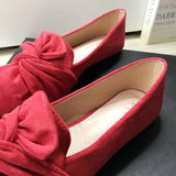 Bjlxn Flat Shoes for Women Suede Velvet Spring Summer Casual Shoes Women Flats Bow Flower Pointed Scoop Shoes Slip on Size 33 34 43