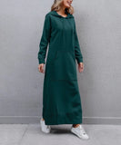 Bjlxn Hoodies Dress for Women Fashion Hem Lace-up Midi Robe Hooded Long Vestidos Winter Warm Casual Loose Sweatshirt Dress