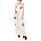 Bjlxn Flower Print New Casual Sleeveless A-Line Long Dress Women's Casual Loose Embroidery Dress Swing Bohemian Retro Dresses