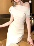 Bjlxn New Women Elegant Bodycon Slim Midi Party Dress Sexy Vintage Casual Prom Birthday Vestidos Female Chic Clothes Robe