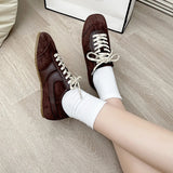 Bjlxn Flat Cross Lacing Round Head Color Matching Fashion All Comfortable Non-slip Breathable Sports Casual Commuter Women's Shoes