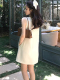 Mini Straps Dresses Women Loose Hot Sweet Pure French Style All-match O-neck Fashion Chic Summer Sleeveless New Ulzzang Girlish