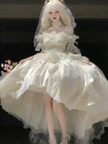 Bjlxn - White Flower For Bride Generate Colorful Wedding Dress Cos Lolita Dress Suit Heavy Industry Trail Pure White Girl Princess Dress