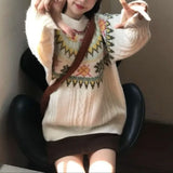 Bjlxn Youth Woman Christmas Sweaters Korean Style Harajuku Vintage Jerseys Cute Classic Loose Knit Pullovers Winter Autumn