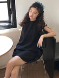 Mini Straps Dresses Women Loose Hot Sweet Pure French Style All-match O-neck Fashion Chic Summer Sleeveless New Ulzzang Girlish