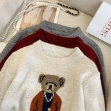 Bjlxn Women Cashmere Sweater Autumn Winter Korean Style Cartoon Bear Long Sleeve y2k Clothes Pullovers Knitted Sweaters For Women