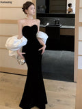 Bjlxn Sexy Backless Wedding Evening Party Dress Women Elegant Sleeveless Birthday Velvet Robe Spring Summer Lady Clothes Vestidos