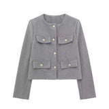 Bjlxn Style Spring Women's New Fashionable and Casual Temperament Flip Decoration Short Suit Jacket