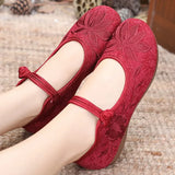 Bjlxn Women Retro High Quality Red Embroidery Ballet Shoes Lady Casual Sweet White Anti Skid Hemp Flat Shoes Zapatos Mujer E6184x