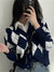 Japanese School Uniform Ladies Sweaters Cute Top Argyle Cropped Cardigan V Neck Preppy Style Knit Sweater Pull Femme