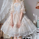 Bjlxn - Summer Tea Party Kawaii Gothic Palace Dream Dress Japanese Lolita Sweet Lolita Dress Vintage Victorian Lolita Pearl Princess Op